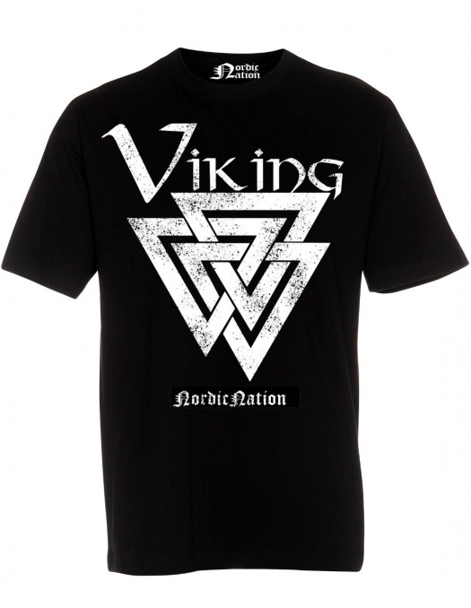 Viking Valknut T-Shirt BlackNWhite by Nordic Worlds